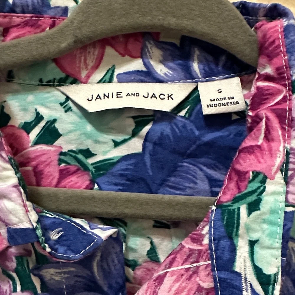 3/25$ Janie and Jack Floral Button Down Shirt - Blue and Pink - Picture 2 of 3